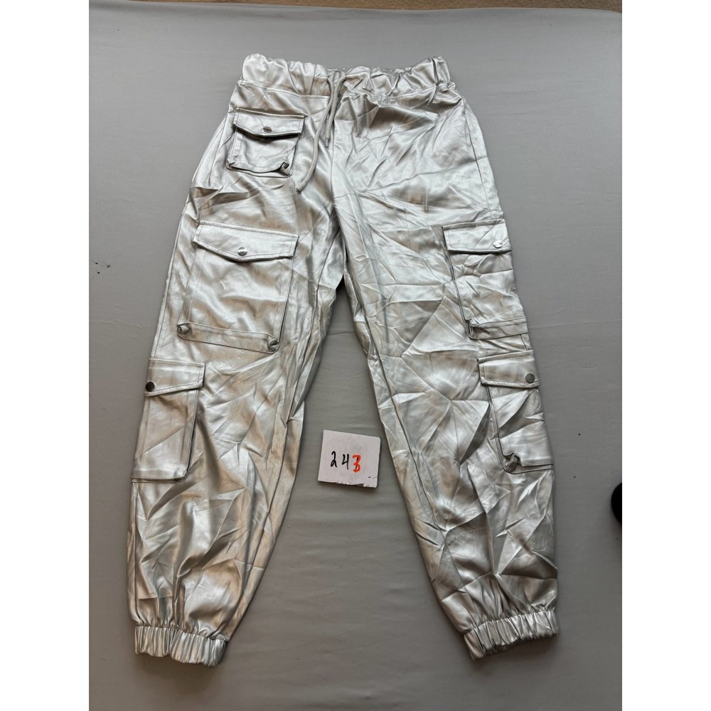 Concept Metallic Silver Cargo Dance Pants Adult Women's Jogger Streetwear L